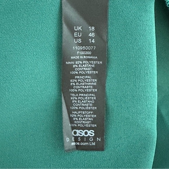 ASOS Design Long Sleeves Plunge Pleat Front Midi Dress in Dark Green NWT | 14 - Picture 14 of 16